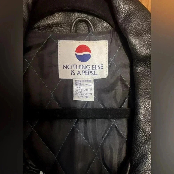 Collector Nothing Else is Pepsi black full zipper oversized leather jacket L&XL - Picture 4 of 5